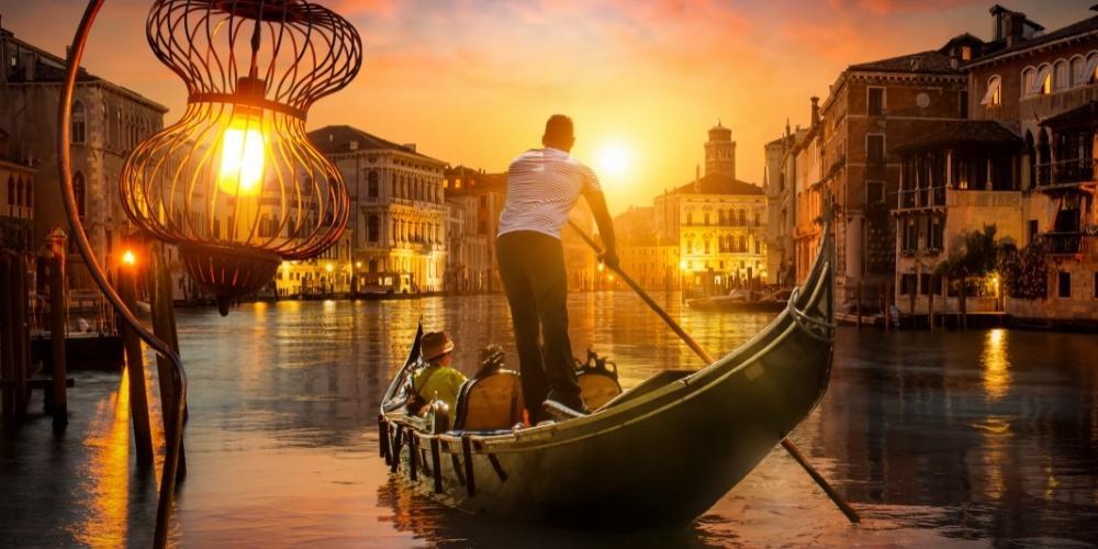 gondola at sunset, Venice